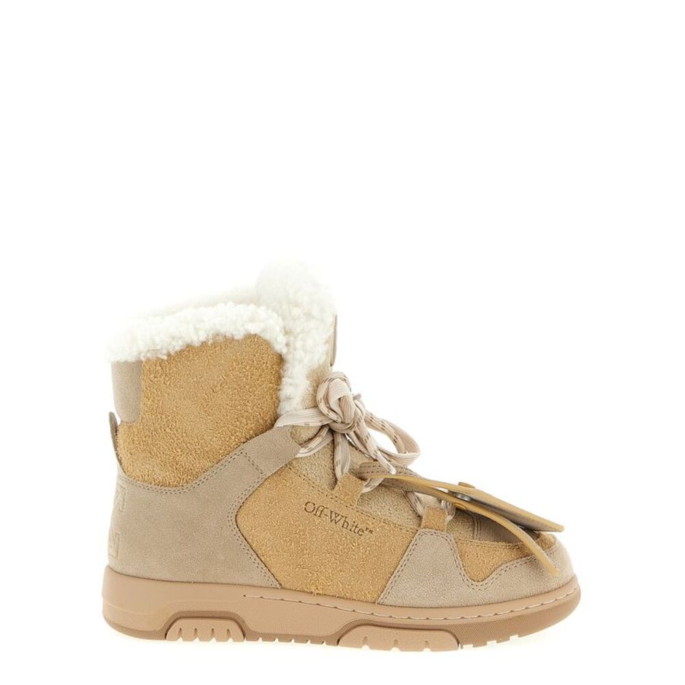 Off-White Beige Calfskin Ankle Women's Boots